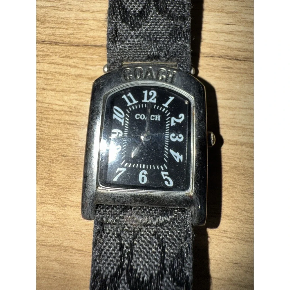 Vintage Black Coach Buckle Watch‎ All Original Working Signature Strap READ